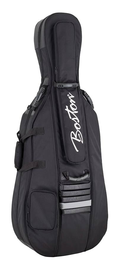 Boston CT-1044 deluxe cello bag 4/4, black 1680D nylon, 25mm polyethylene foam padding with luxe velour interior