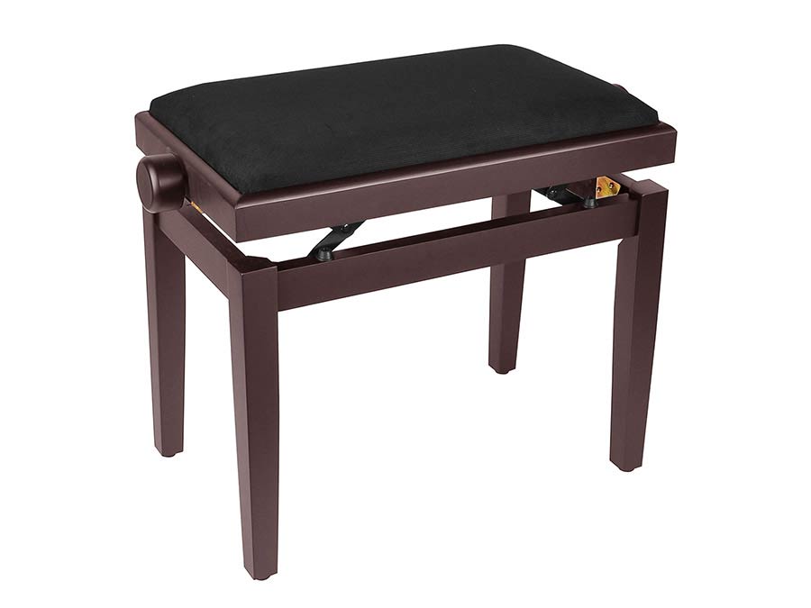 Boston PB1/6520 piano bench with adjustable seat (55,5x32,5x48-56cm), satin walnut with black velvet seat