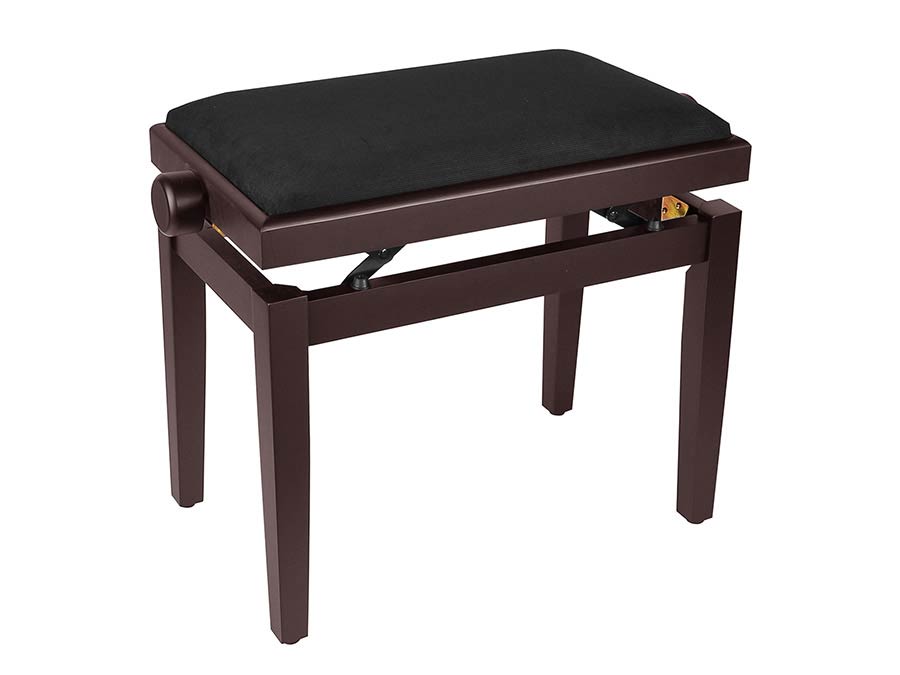 Boston PB1/7520 piano bench with adjustable seat (55,5x32,5x48-56cm), satin dark walnut with black velvet seat