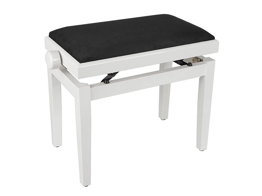 Boston PB1/3020 piano bench with adjustable seat (55,5x32,5x48-56cm), glossy white with black velvet seat