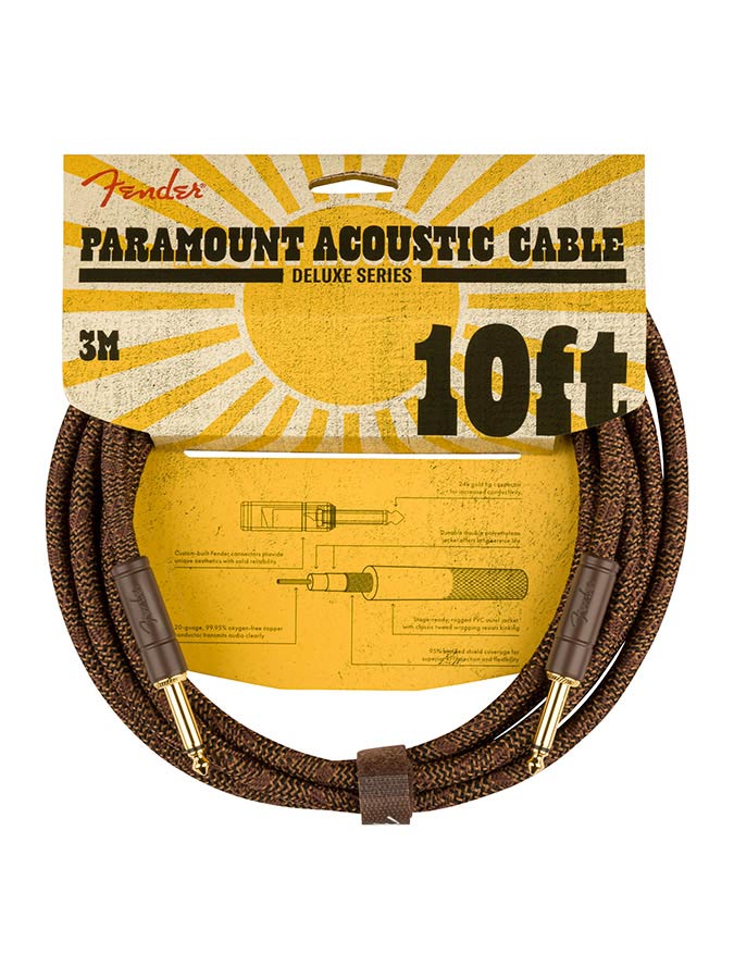 Fender 0990910007 Paramount 10' acoustic instrument cable, brown
