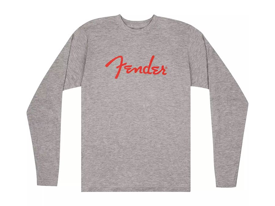 Fender 9192522506 spaghetti logo l/s t-shirt, heather gray, L