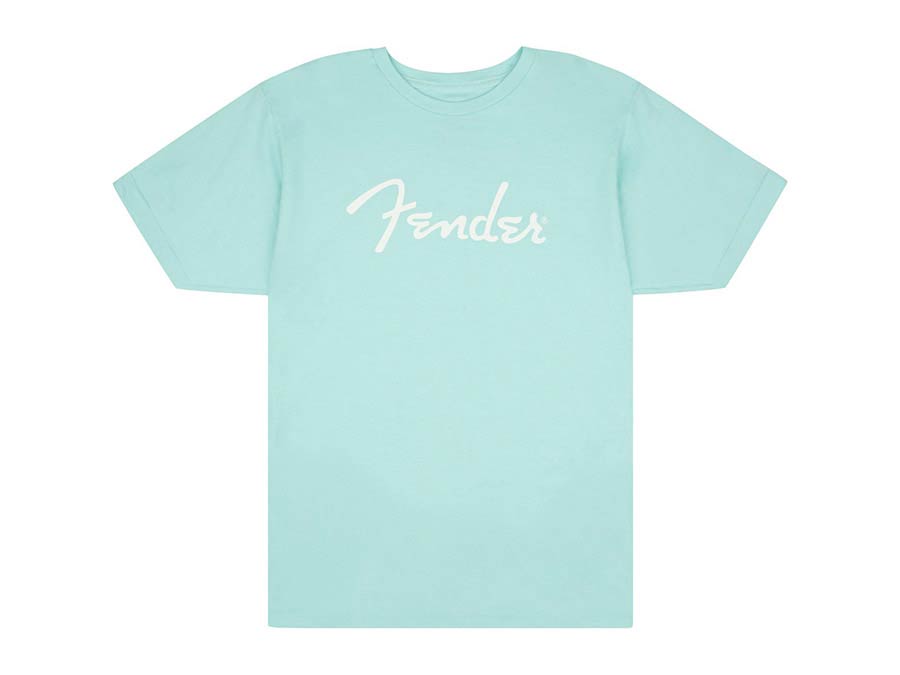 Fender 9192222506 spaghetti logo t-shirt, daphne blue, L