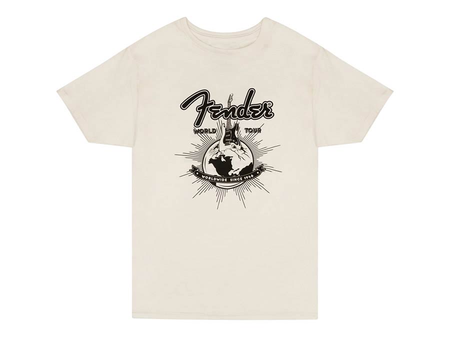 Fender 9192822406 world tour t-shirt, vintage white, M