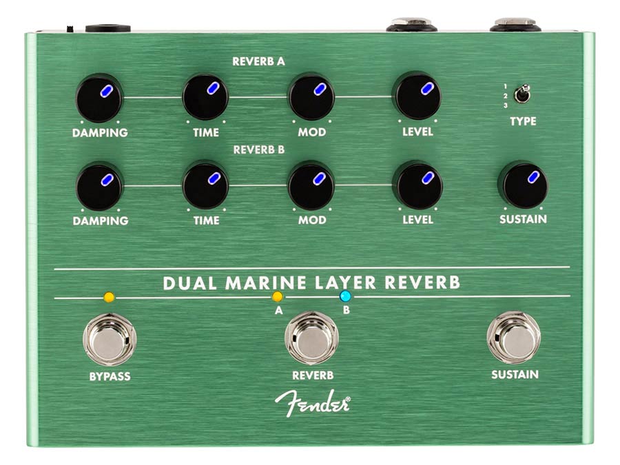 Fender 0234563000 Dual Marine Layer Reverb, effects pedal for guitar or bass