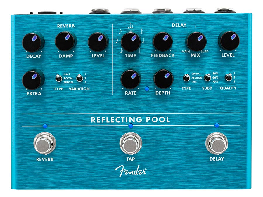Fender 0234546000 Reflecting Pool Delay/Reverb, effects pedal for guitar or bass