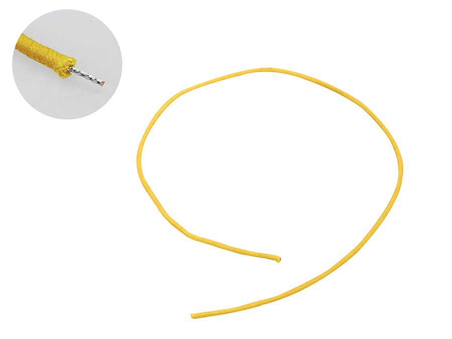 Boston PBW1/YE USA made (Gavitt) waxed cotton braided push back wire, yellow, 1 foot