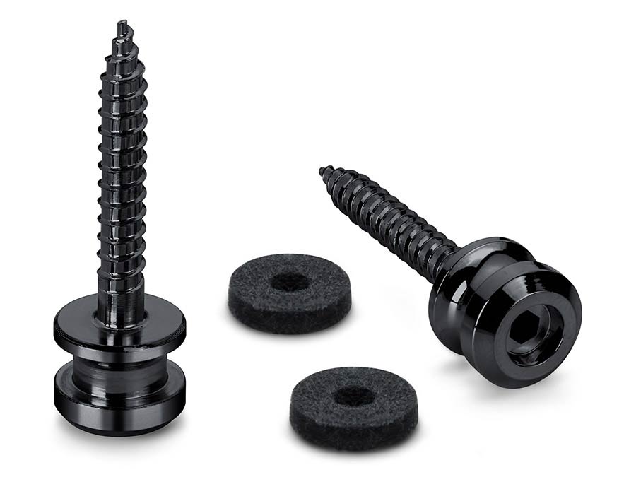 Schaller 24070400 S-Locks strap button set L (thread length 27mm), black chrome