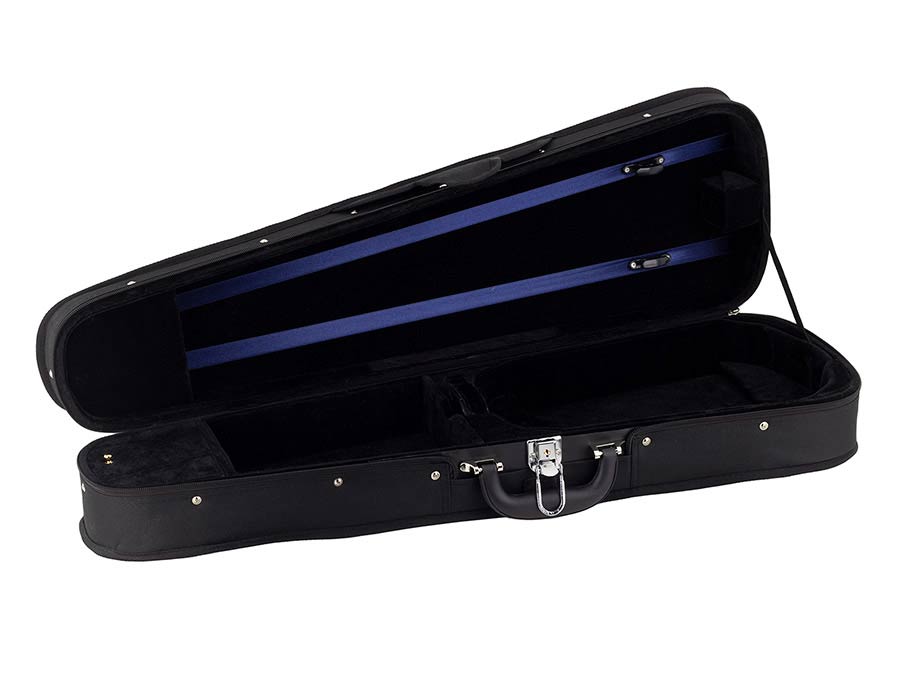 Leonardo VC-1444S-BK wooden violin case 4/4, shaped, 2 straps, black, black plush interior