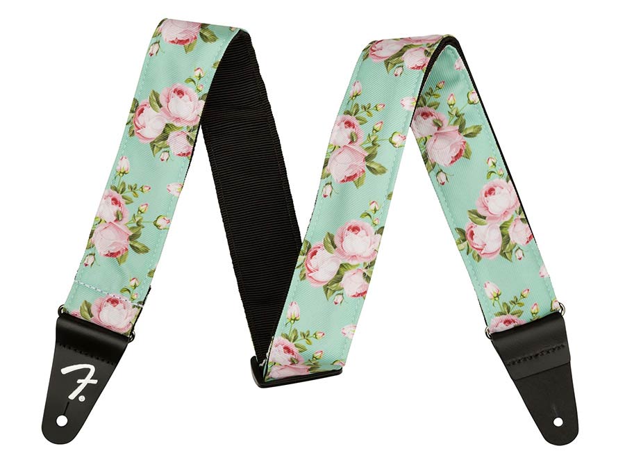 Fender 0990638049 2" guitar strap, Floral polyester twill fabric, surf green