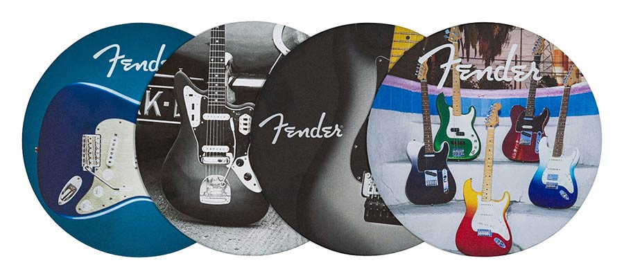 Fender 9106108000 guitar coasters, multi-colour leather, 4 pcs.