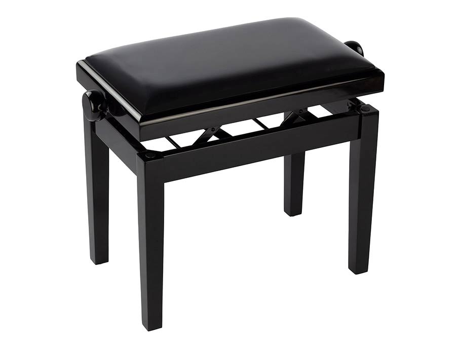 Boston PB2/2020 piano bench Deluxe with adjustable seat, glossy black with black velvet seat