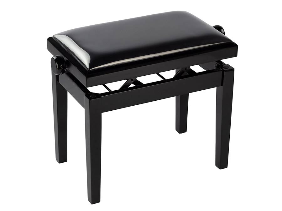 Boston PB2/2525 piano bench Deluxe with adjustable seat, satin black with black vinyl seat