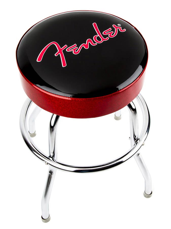 Fender 9192022004 red sparkle logo barstool, black/red sparkle, 24"