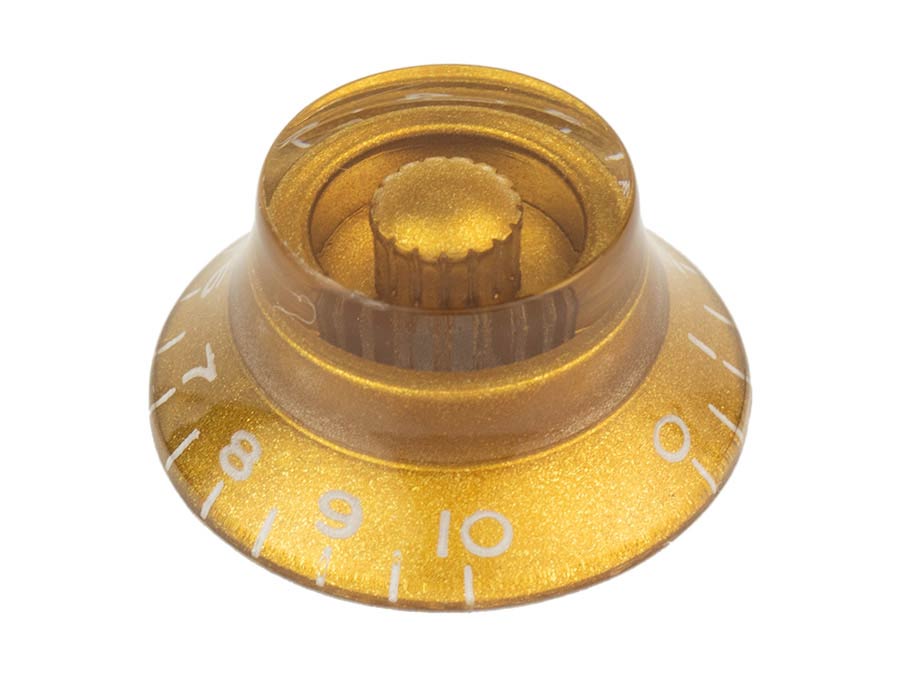 Boston KG-160-IM bell knob, transparent gold, fits 24 fine (CTS) and 18 coarse knurl (Alpha), m.i. Japan