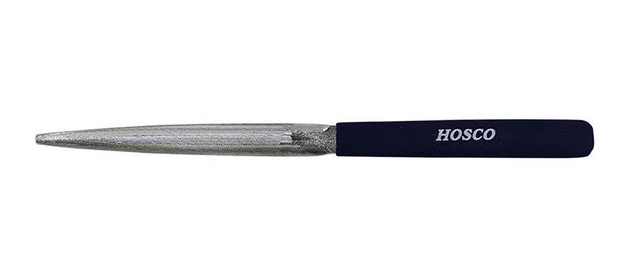 Hosco Japan H-TL-BFHR nut and saddle shaping file, 100mm cutting length, 'non-clog' coated, half-round