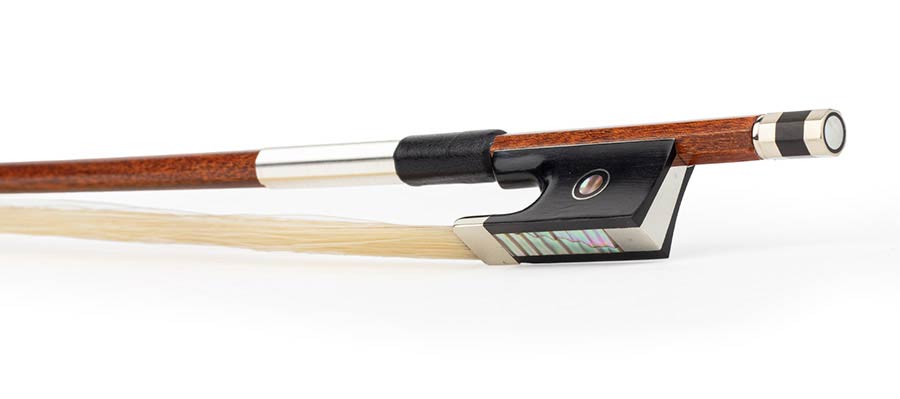 ELS FBV-5044-W violin bow, 4/4, carbon fiber/wood lined, round, ebony frog, parisian eye, fully nickel mounted