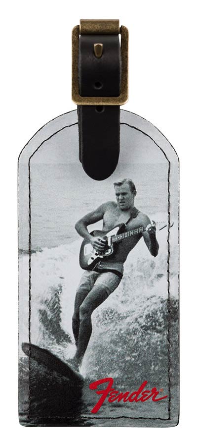 Fender 9106101001 vintage surfer advertisement luggage tag, black
