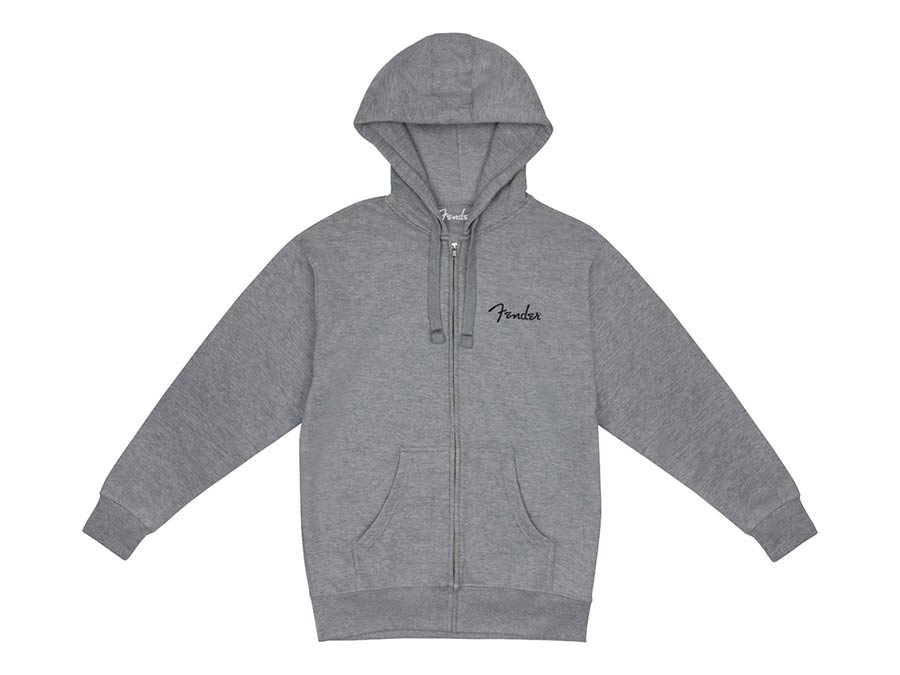 Fender 9113300406 Clothing small spaghetti logo zip front hoodie, athletic gray, M
