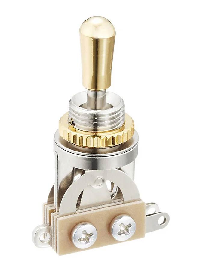 Boston SW-20-GP toggle switch 3-way, made in Japan, gold switch tip and nut, nickel contacts